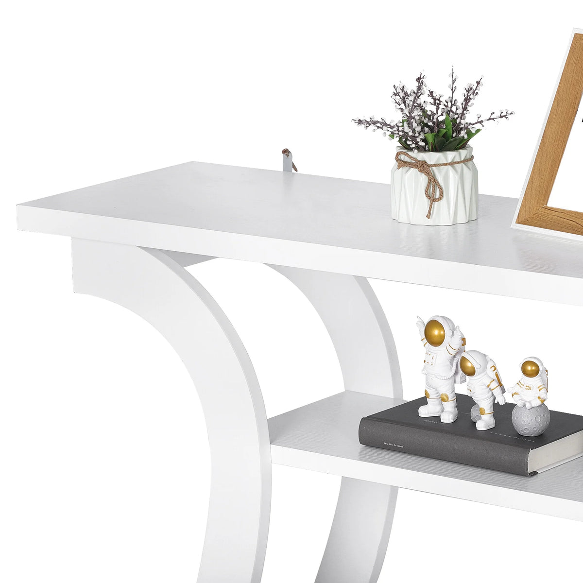 White Curved 3-Tier Console Table E507151