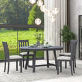 5-Piece Round Extendable Wood Dining Table Set with 4 Chairs F320