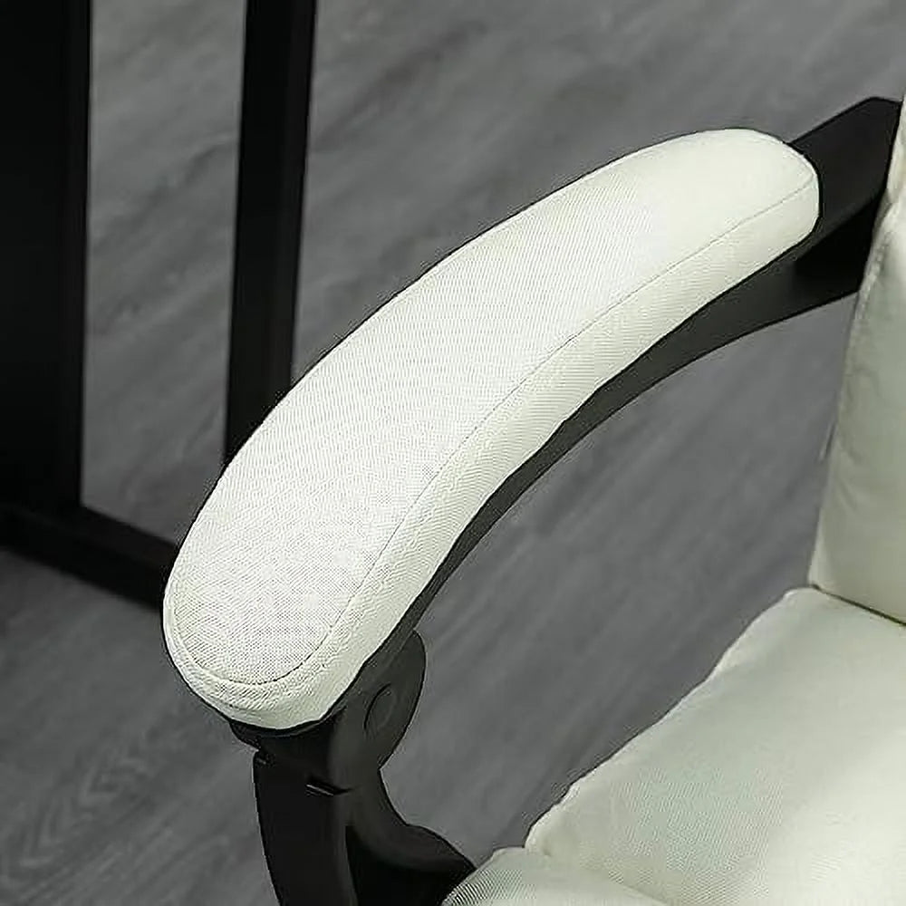 Cream White Massage Office Chair with USB Port and Footrest L250