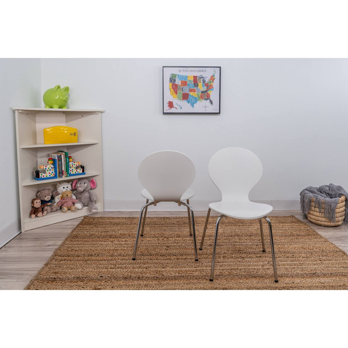 Childrens Table and 2 Chair Set with Chrome Legs White H69237