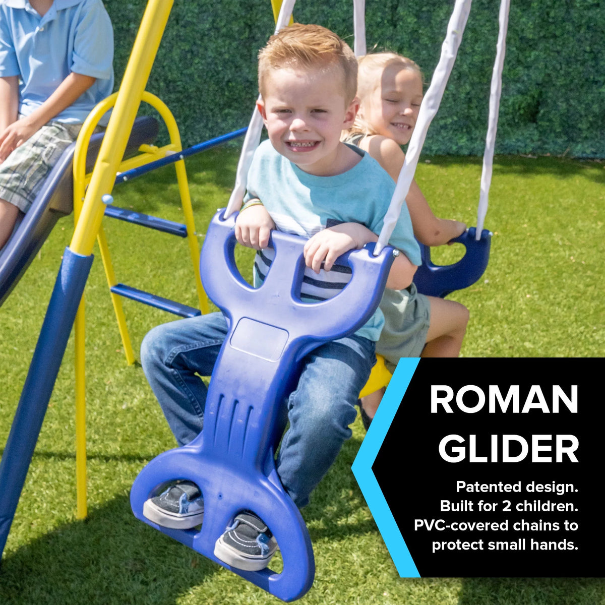 Metal Swing Set with Saucer Swing and Glider Swing V9926