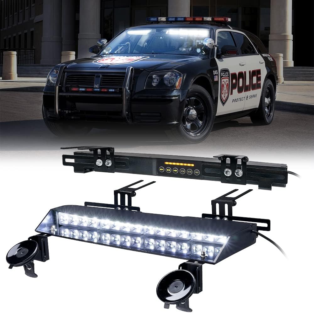 32 LED Dual Visor Strobe Light Bar with Brackets & Sucker Y28376