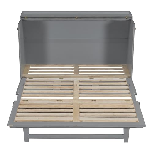 Full Size Solid Pine Murphy Bed with USB and Storage Drawer F663