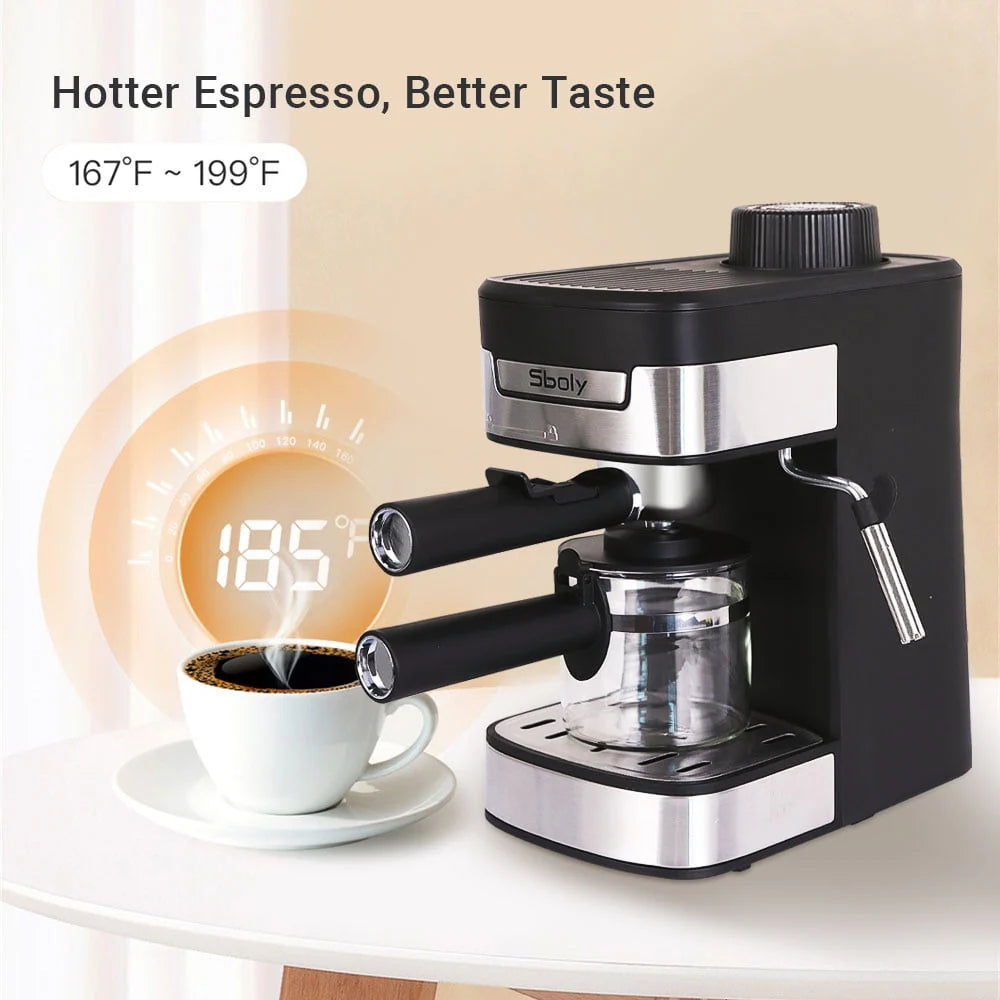 Black 1-4 Cup Steam Espresso Machine with Milk Frother Z681