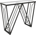 Glass Console Table Narrow Sofa Table Black Metal Frame M54897
