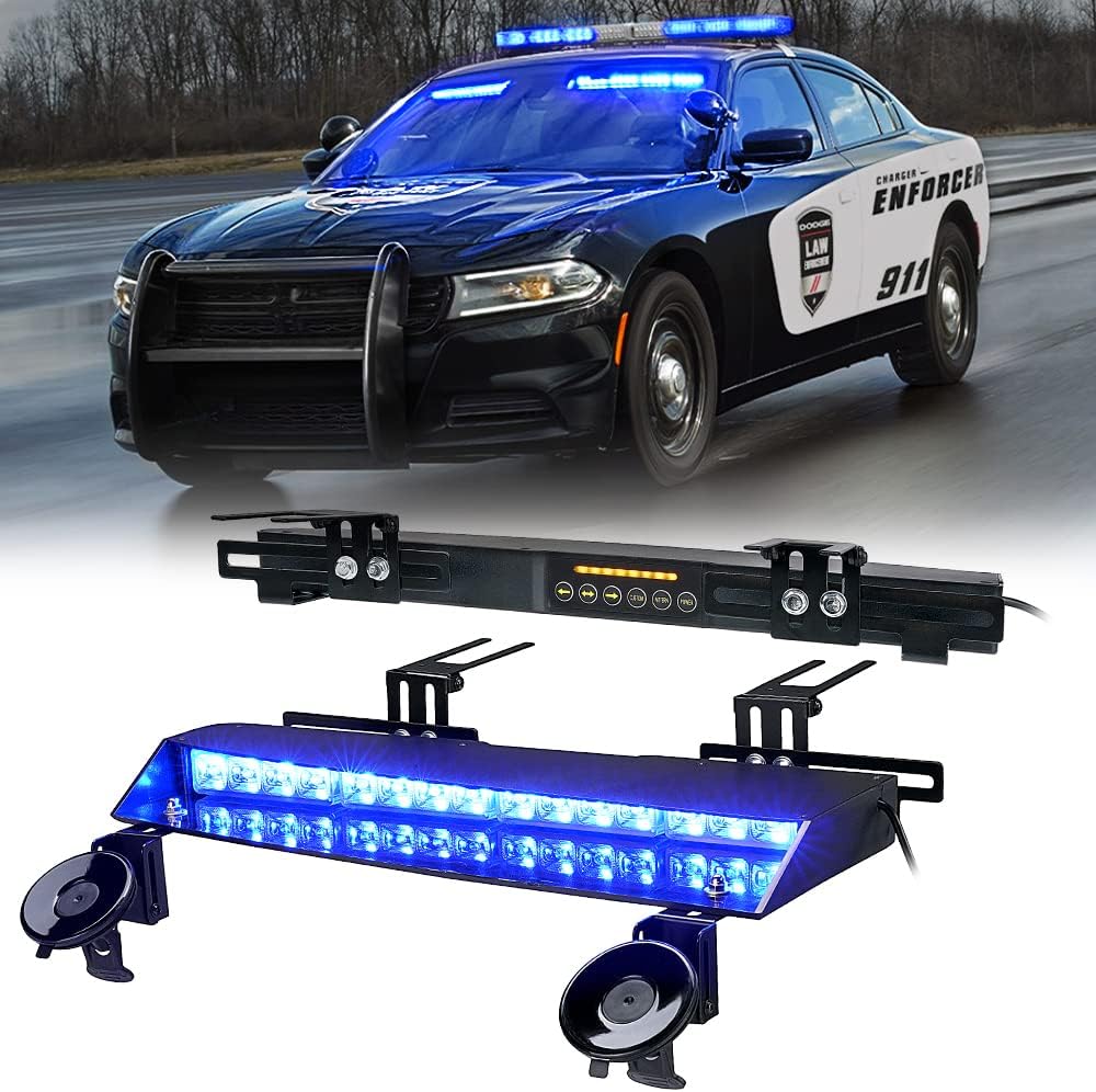 32 LED Dual Visor Strobe Light Bar with Brackets & Sucker Y28376