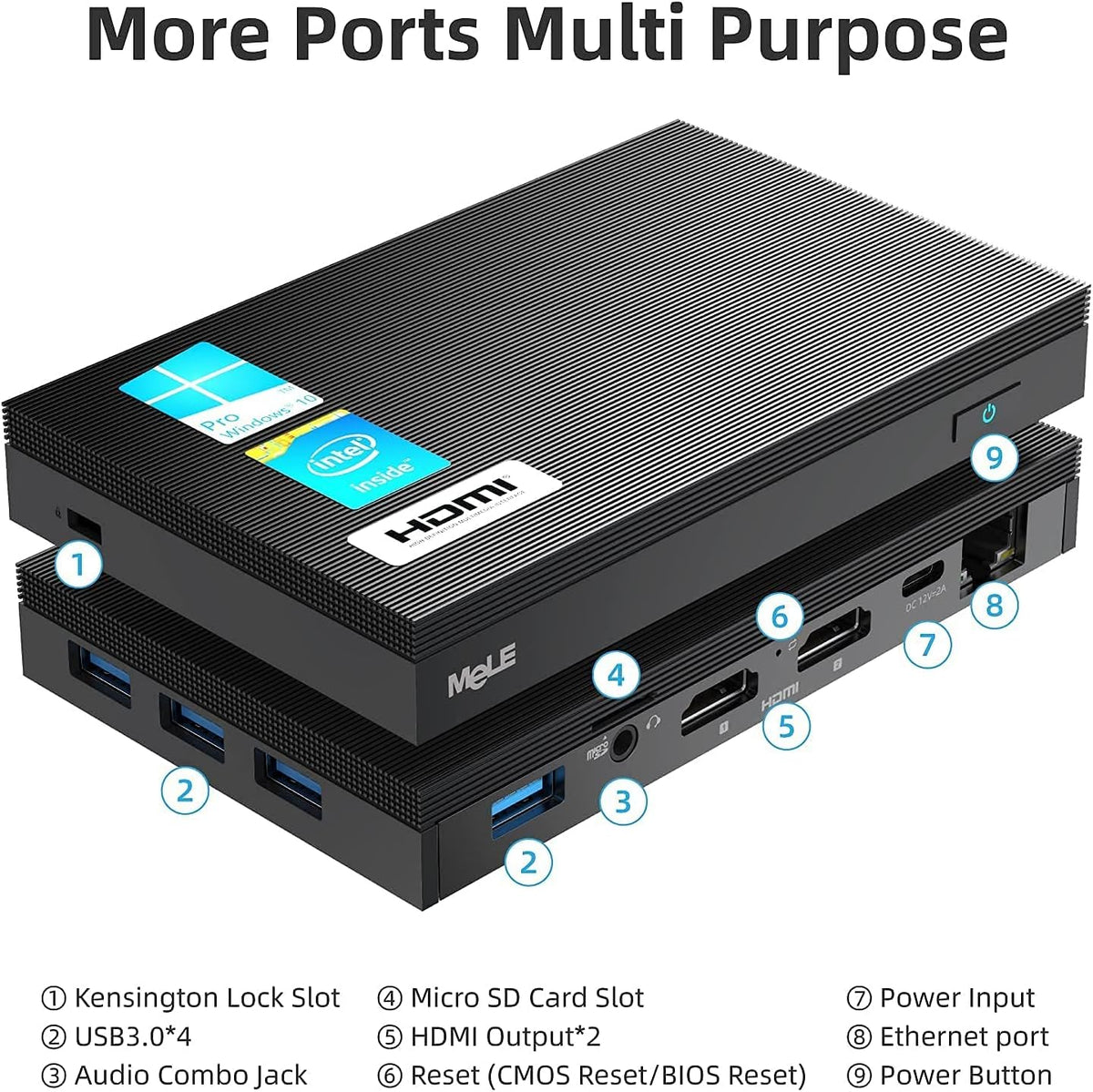 Fanless Mini PC Window11 Pro Celeron J4125 8GB/128GB Small Desktop Computer V99570