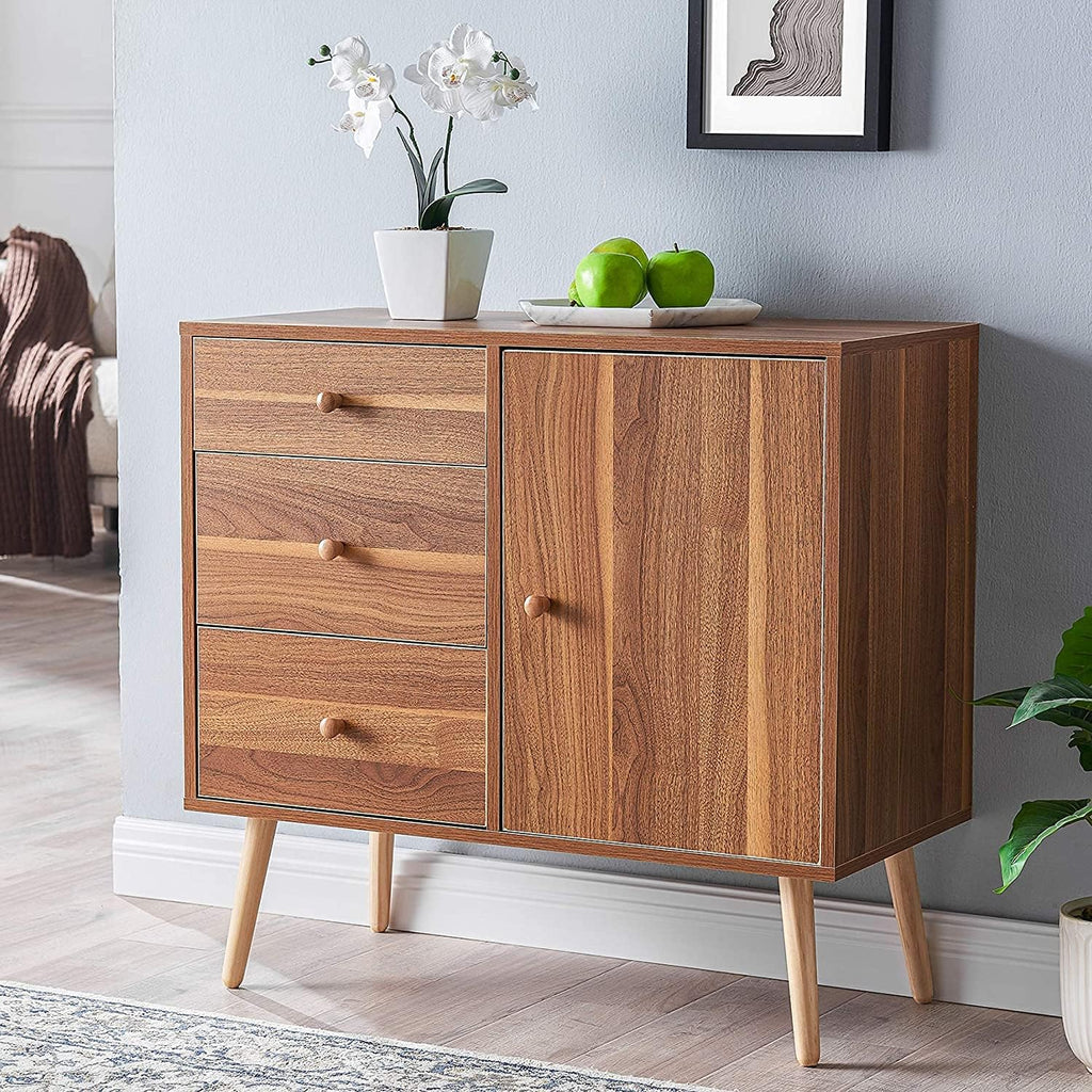 White 32 Inch Wood Sideboard Cabinet with 3 Drawers E258384