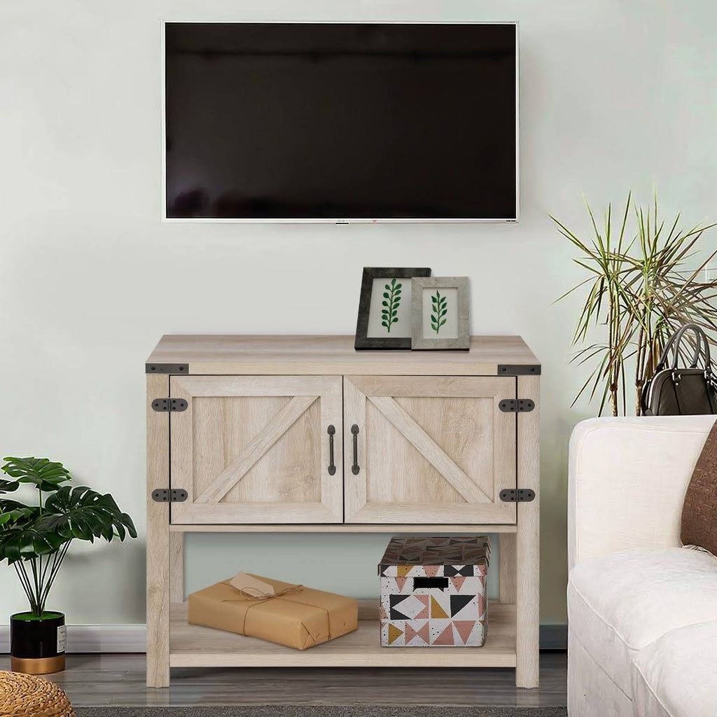Oak 2-Door Storage Cabinet with Bottom Shelf Z29473
