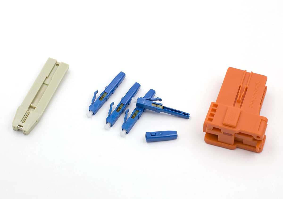 10pcs LC UPC Fiber Optic Quick Connector with Matched Tools Single Mode 9/125 for 900um Cable E913