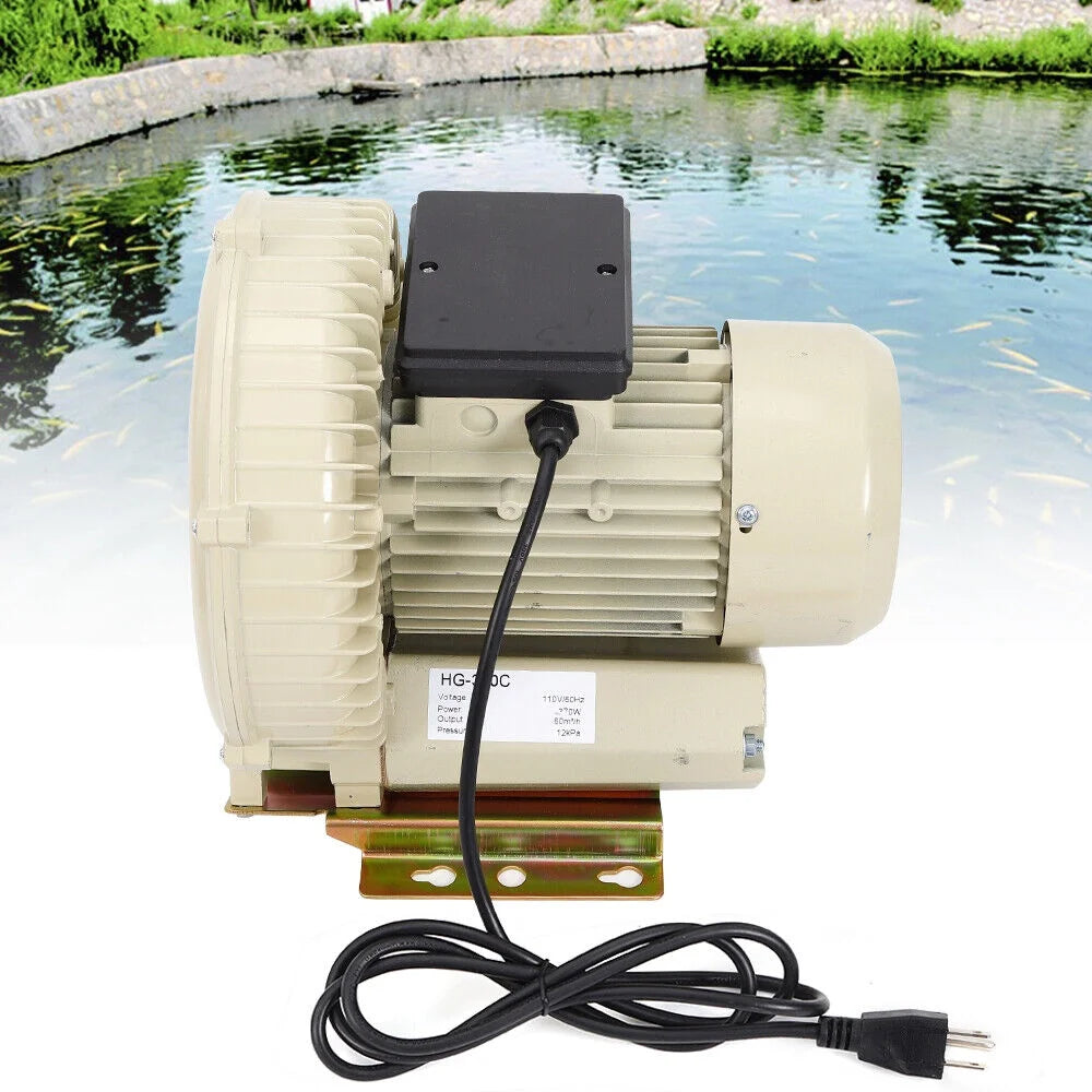 110V 370W Commercial Air Pump Aquarium Hydroponics Aquaculture Fish Tank Pond Blower J599887