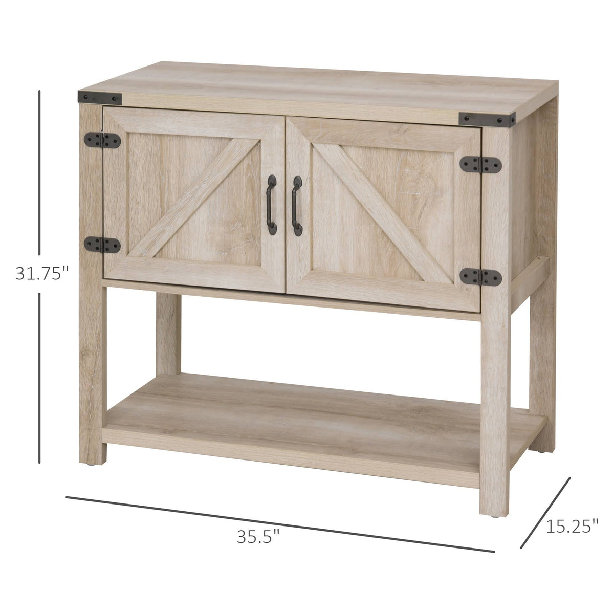 Oak 2-Door Storage Cabinet with Bottom Shelf Z29473