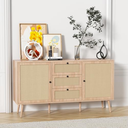 Rattan Sideboard Cabinet with 2 Doors and 3 Drawers G45825