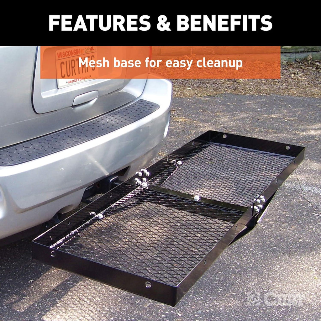Black Steel Folding Hitch Cargo Carrier J22720