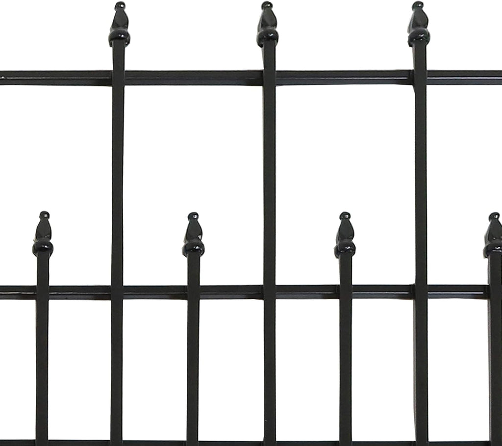 5-Piece Black Steel Garden Fence Panel Set K744
