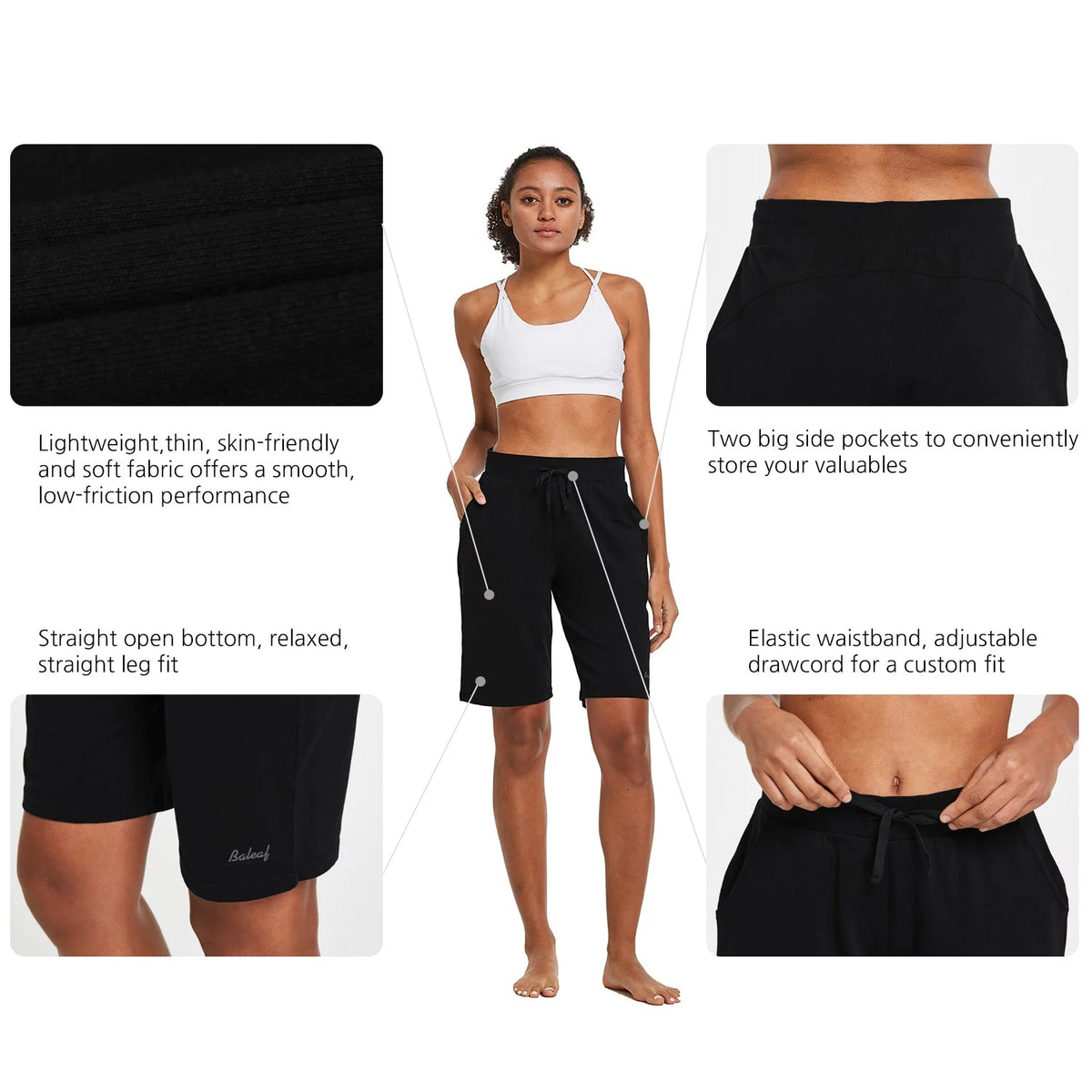 Cotton Bermuda Shorts with Pockets Black XS P49798