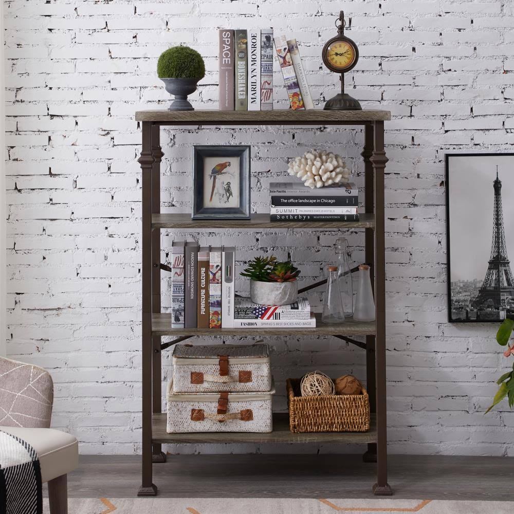 Brown Wood 4-Shelf Bookcase C105518