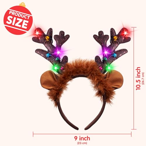 Light-Up LED Reindeer Headband E1121