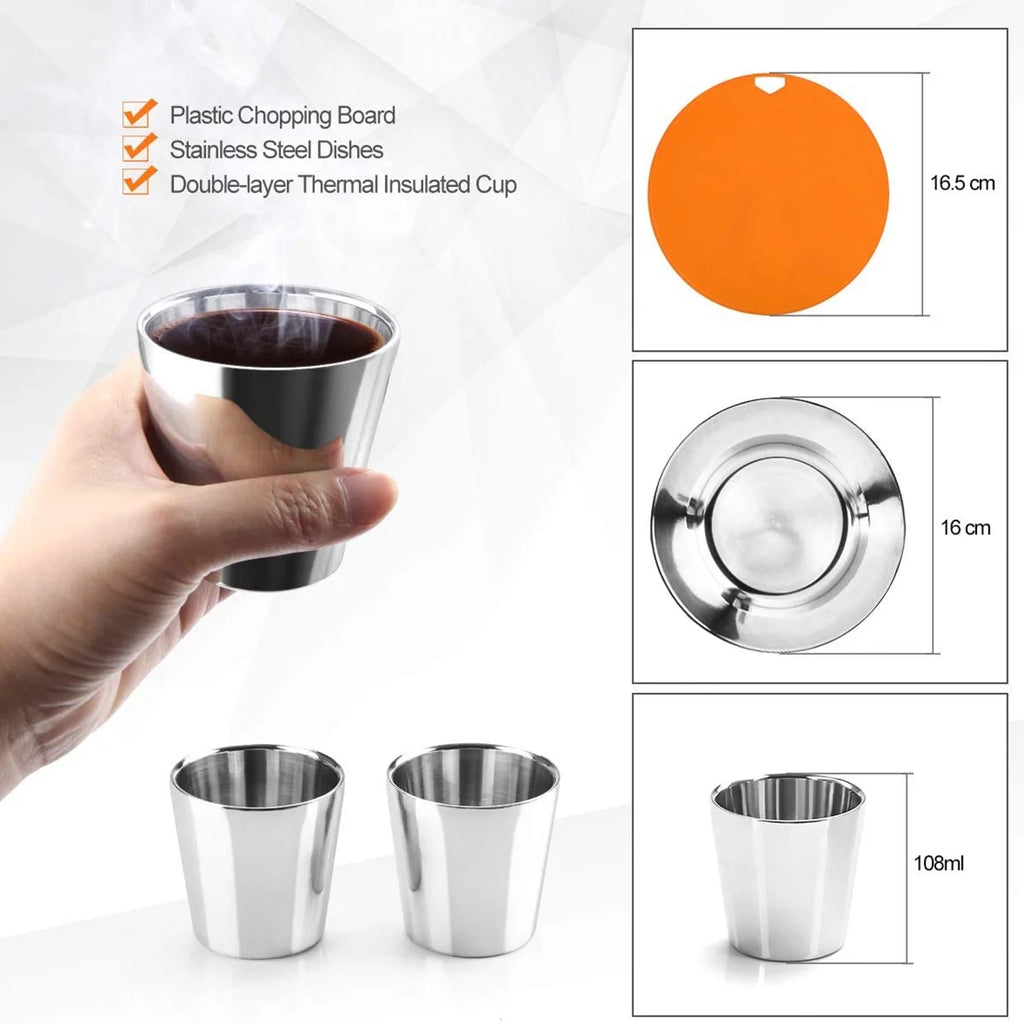 Camping Cookware Mess Kit Pot Pan Kettle Cooking Set Tableware with Stove Spoon Fork Cutter T1170
