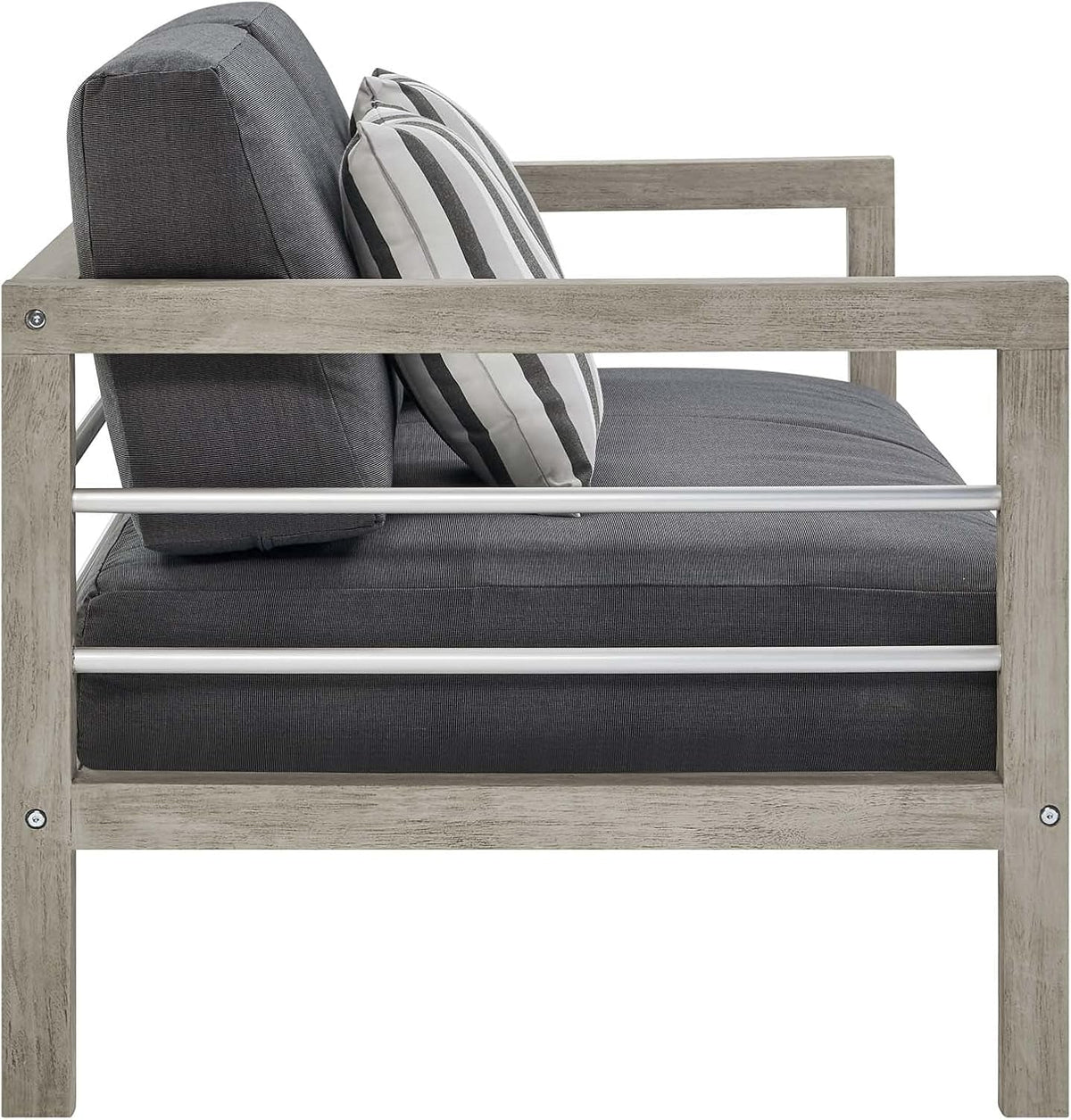 Light Gray Acacia Wood Patio Loveseat M618