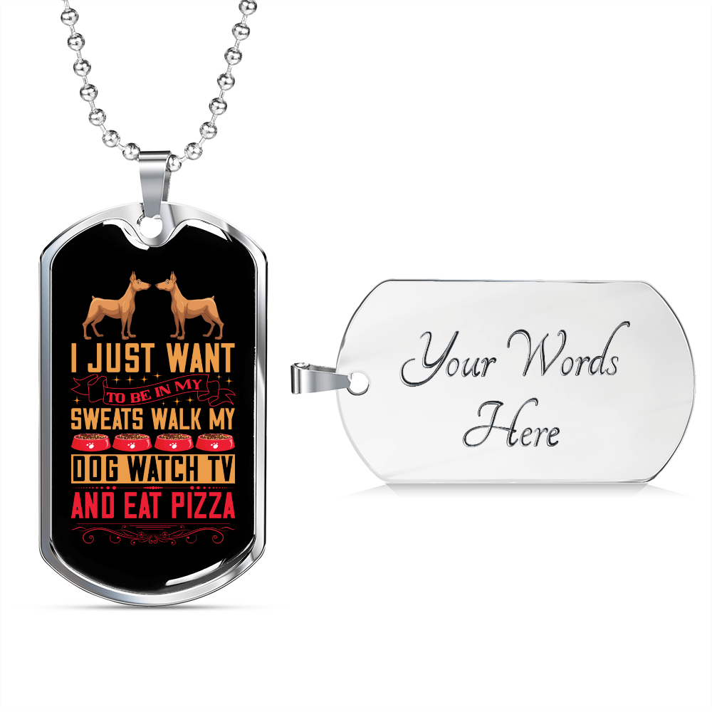 Stainless Steel or 18k Gold Dog Tag Necklace with 24" Chain E61189