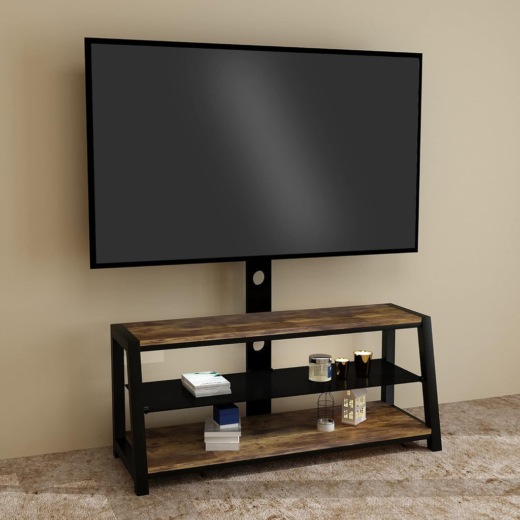 Angle and Height Adjustable Swivel TV Stand with Shelves X33951