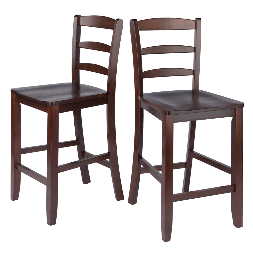 3-Pc Drop Leaf Table & 2 Ladder Back Counter Stools, Walnut Finish I5688