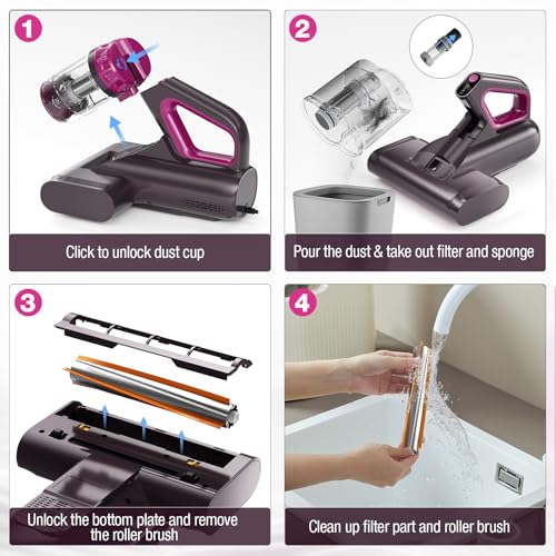 Black 17Kpa 650W Corded Mattress Vacuum Cleaner Q414