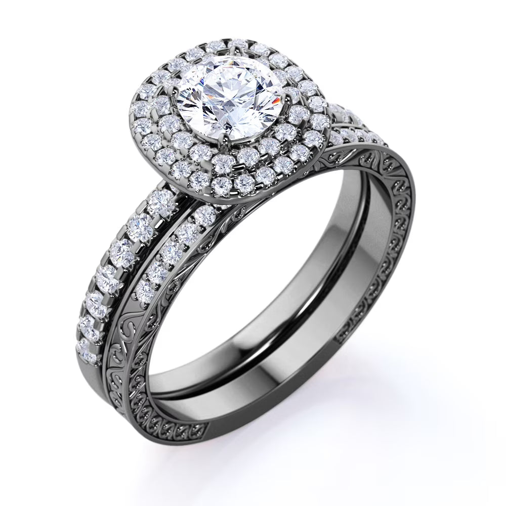 Vintage Gothic Wedding Ring Set A52953
