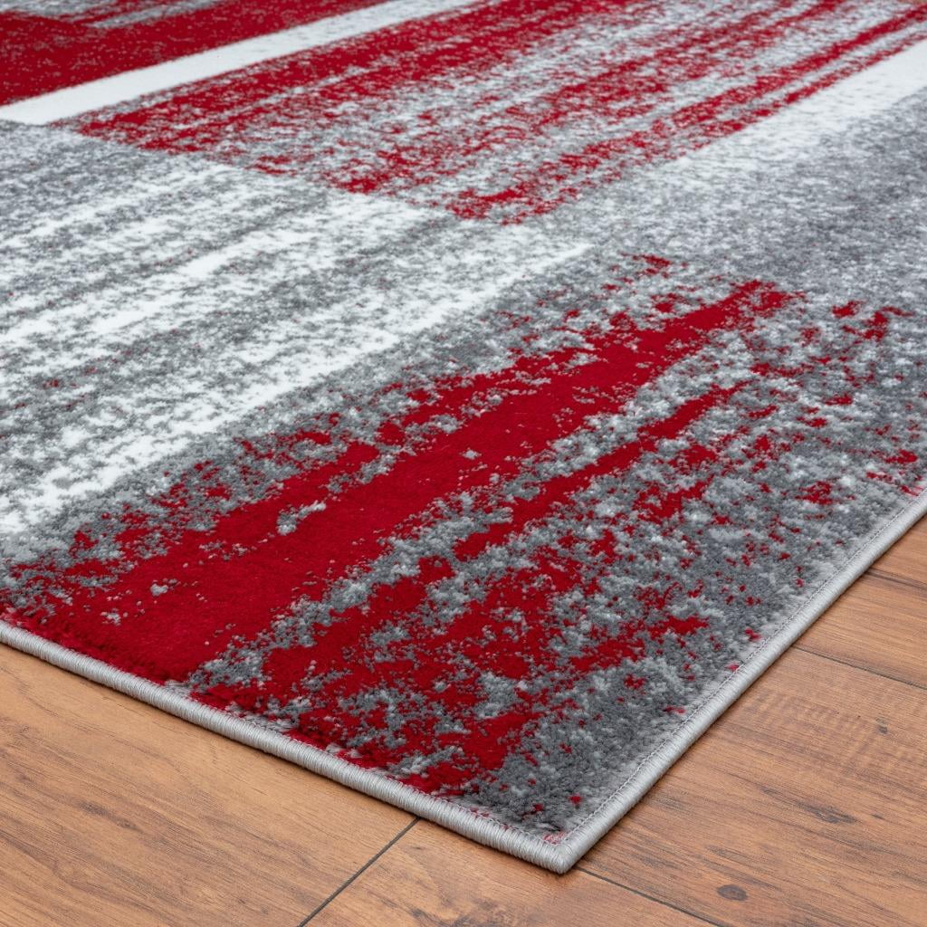 Red 6x9 Abstract Geometric Area Rug F349067