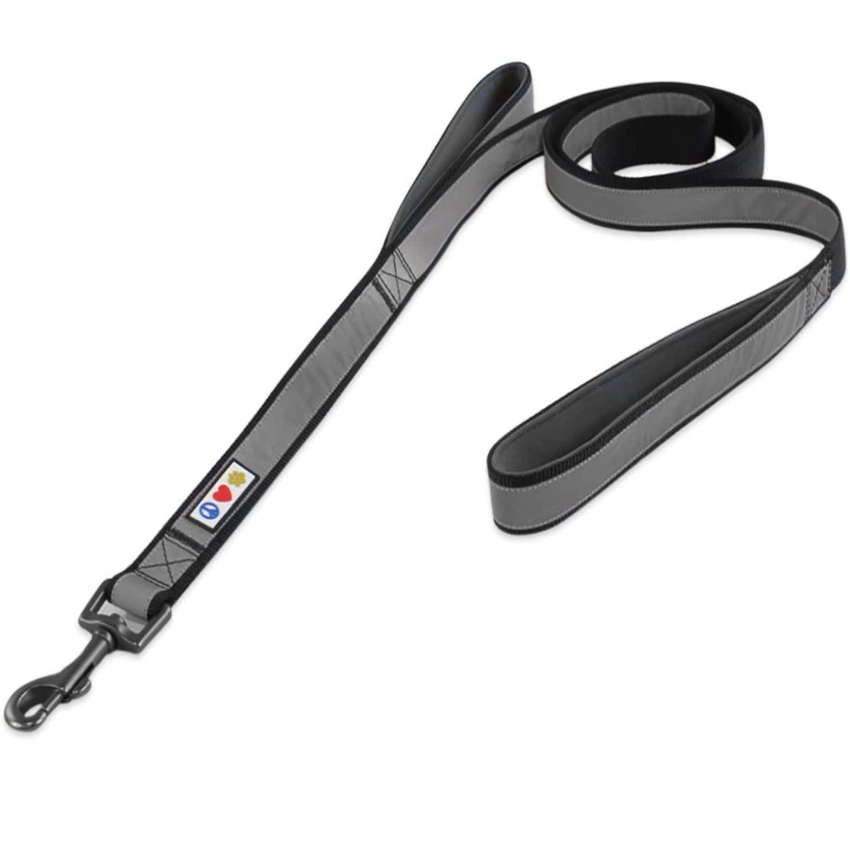 Reflective Black Training Dog Leash 2 Padded Handles 6 ft. Large T104631