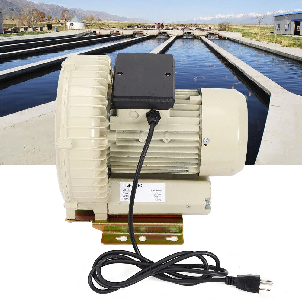 110V 370W Commercial Air Pump Aquarium Hydroponics Aquaculture Fish Tank Pond Blower J599887
