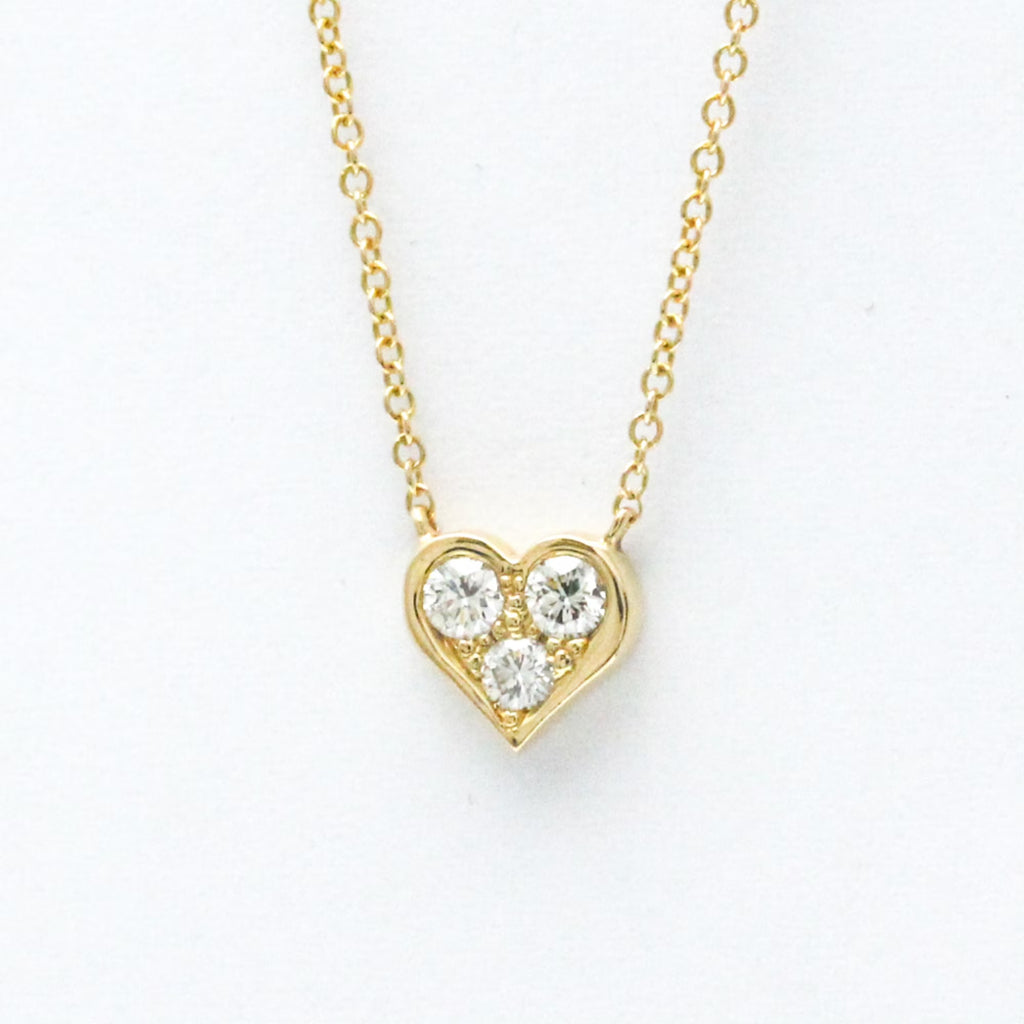 18K Yellow Gold Diamond Heart Pendant Necklace Q999388