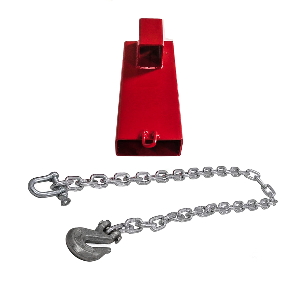 Clamp on Forklift Hitch Receiver Towing Adapter with Chain, 2 inches, Red V2996