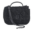 Black Beaded Tweed Mini Top Handle Crossbody Bag O7423