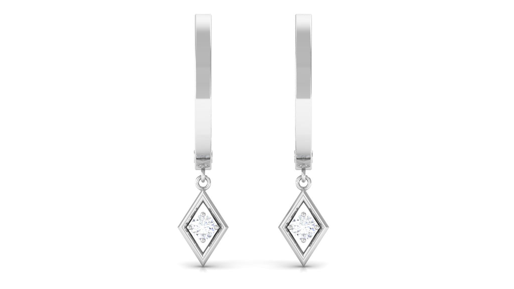 14K White Gold Geometric Hoop Earrings S373