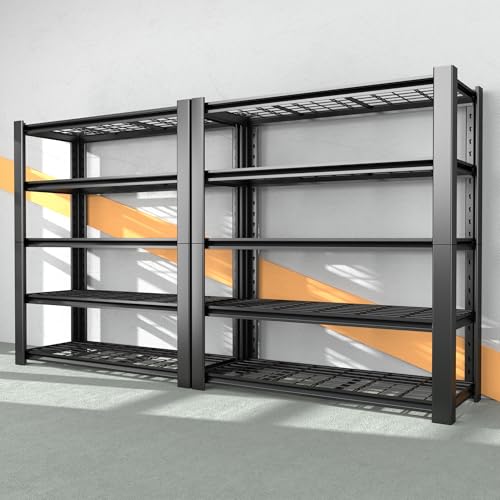 5-Tier Heavy Duty Metal Garage Shelving Unit with Wire Shelves, 3000 LBS Capacity, 76"H x 60"W x 24"D, Adjustable Boltless Steel Shelves R7612
