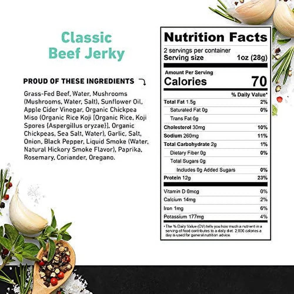 Zero Sugar Classic Beef Jerky 2 Ounce 6 Pack T842283