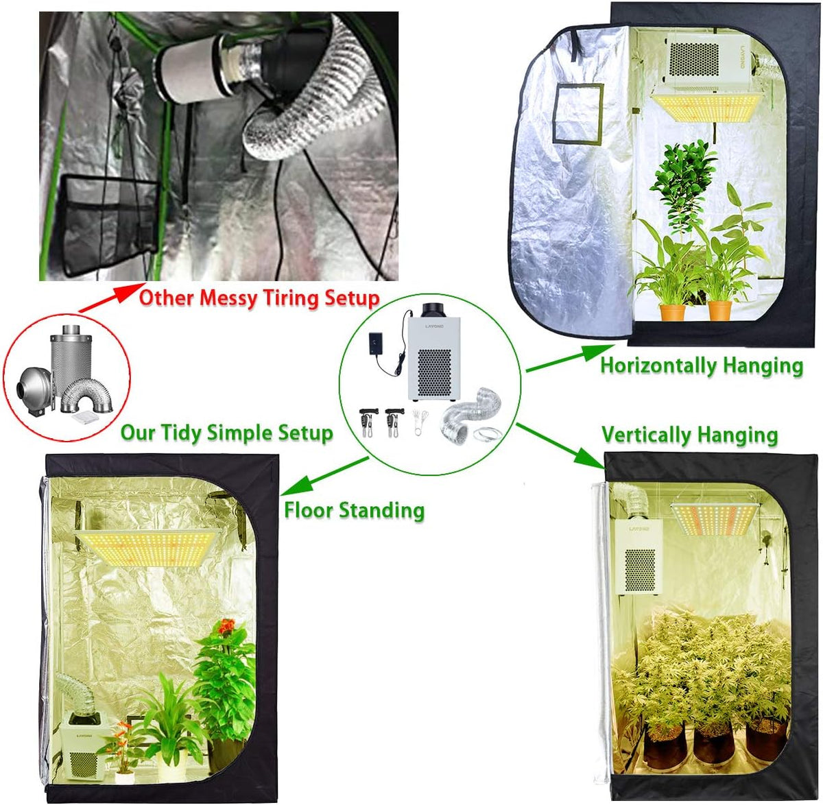 4” Carbon Filter Grow Tent Ventilation System with Inline Fan Kit L129472