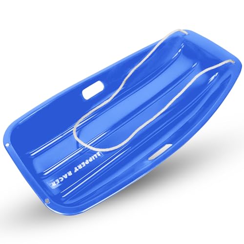2 Pack Plastic Cold-Resistant Toboggan Snow Sled with Pull Rope and Handles V993
