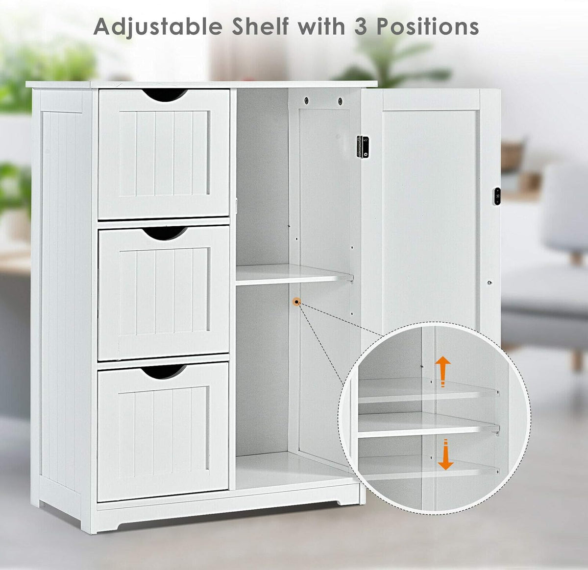 White Freestanding Bathroom Cabinet with 3 Drawer F41214