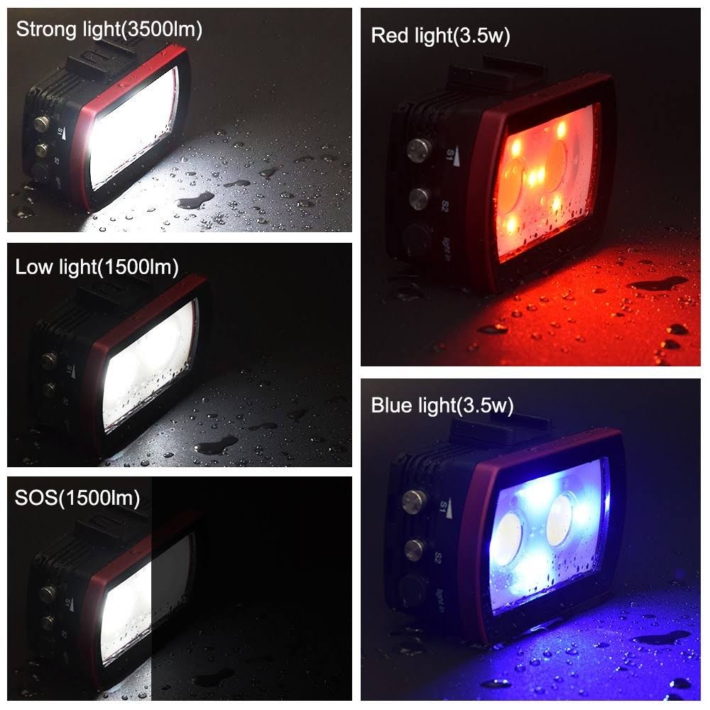 LED Diving Light Underwater Photography Fill-in Lamp 2pcs Aluminum Alloy 40M Waterproof IPX8 White B47524