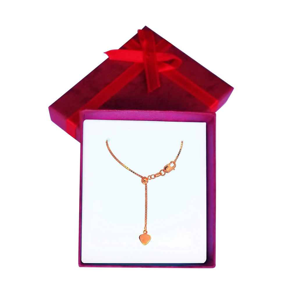 14k Solid Rose Gold 0.7mm Adjustable Box Chain 22" with Lobster Claw Clasp R7546