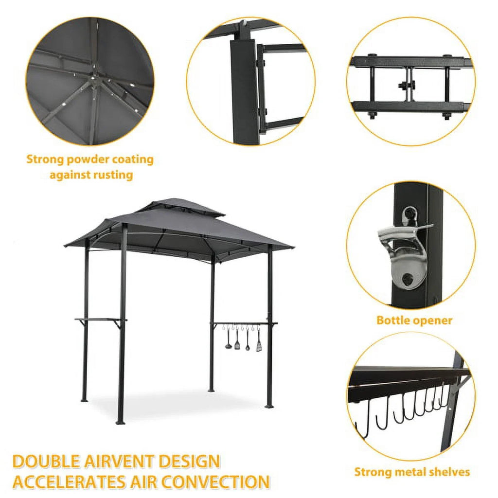 Grey Outdoor Grill Gazebo with Steel Frame M56579