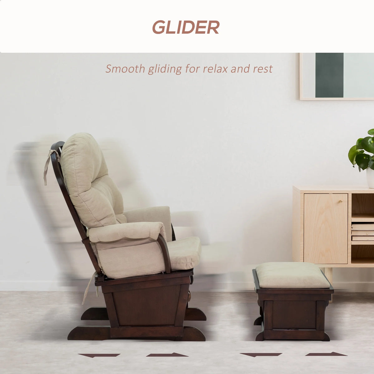 Cream White Nursery Glider Rocking Chair with Ottoman N326