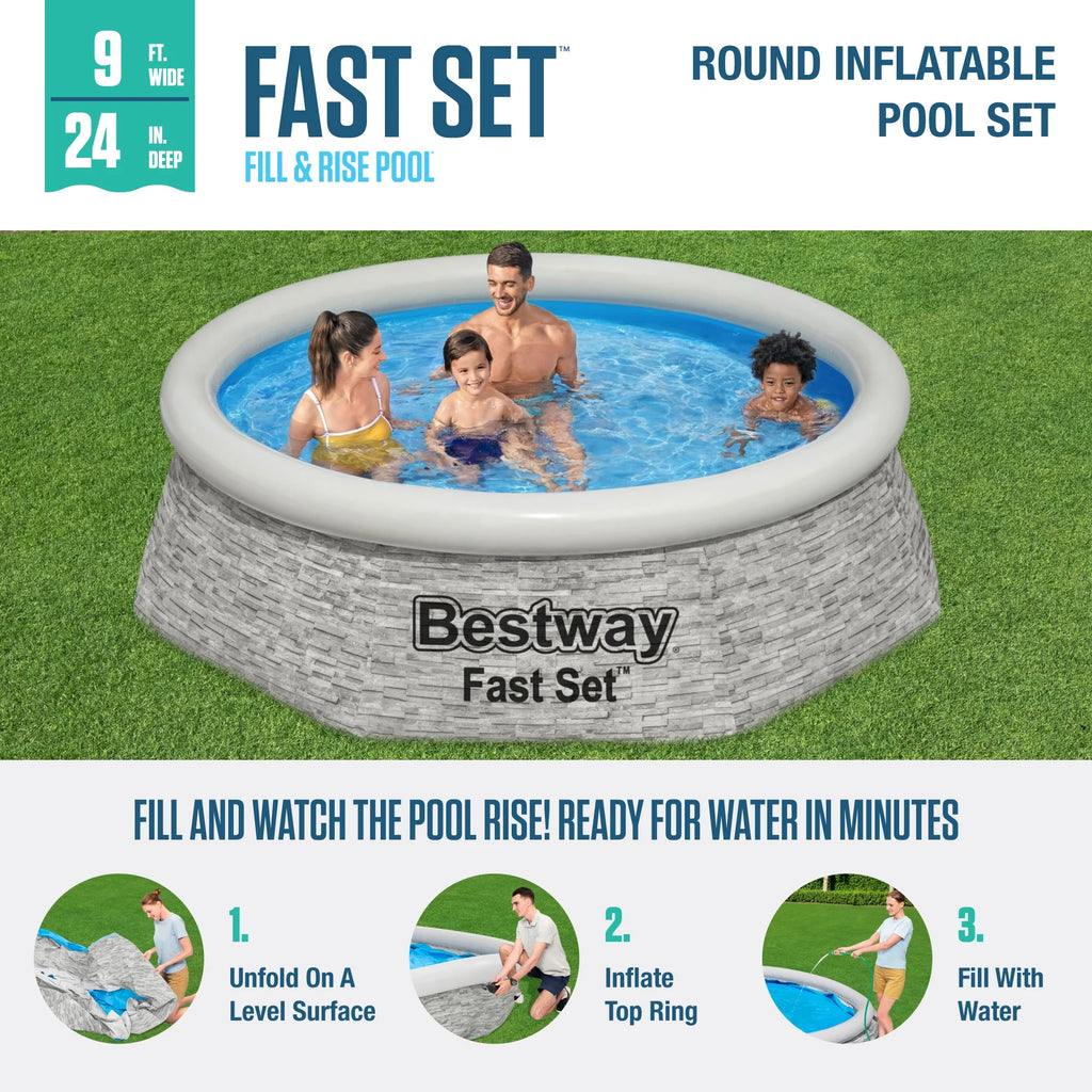 12' x 30 Round Inflatable Swimming Pool Set Q862578