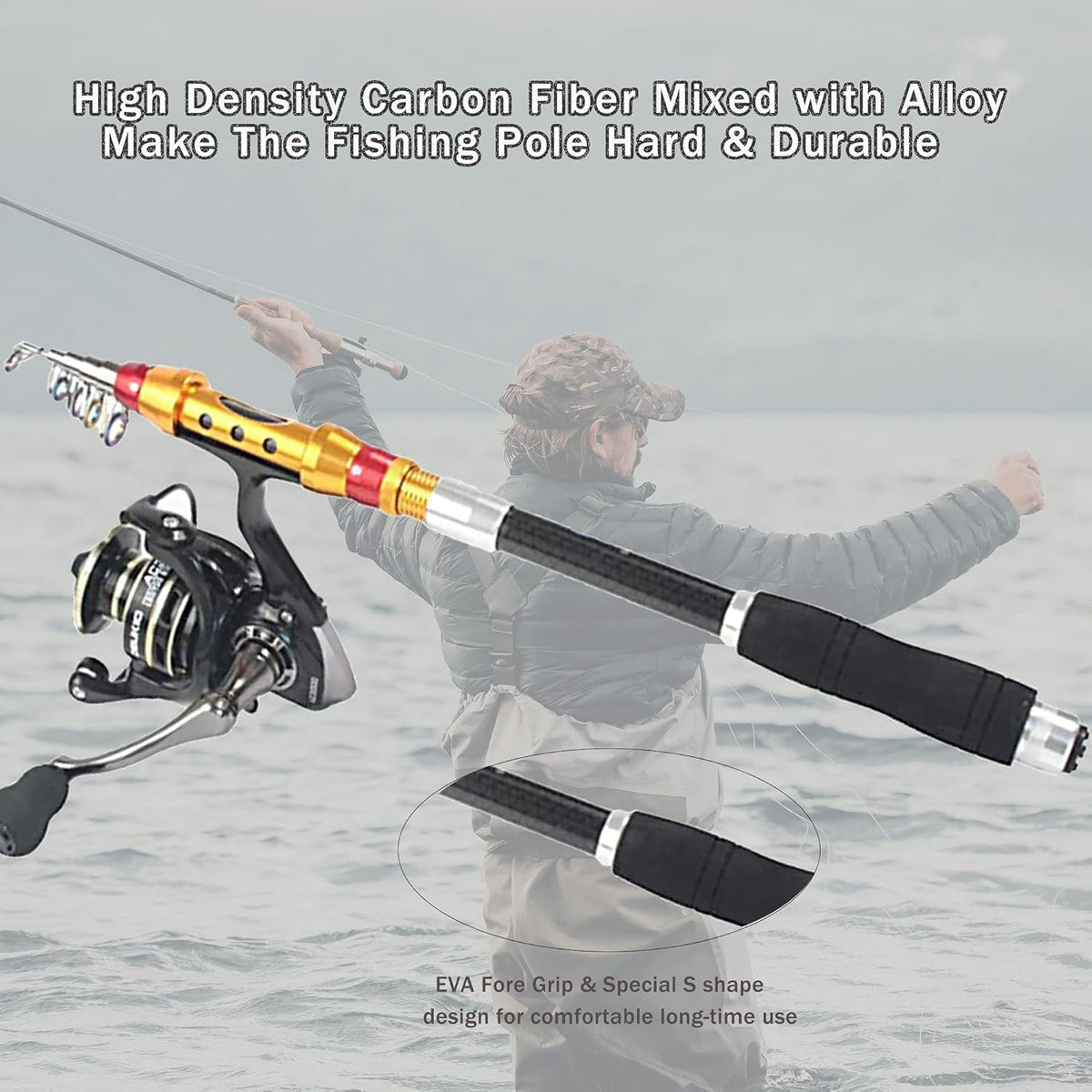 Telescopic Carbon Baitcasting Combo Kit with Carrier Bag S144839