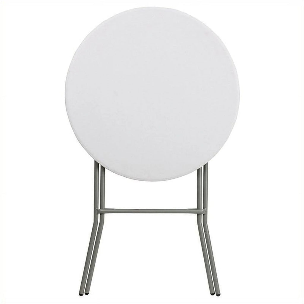 Round Granite Bar Height Folding Table in White J6696