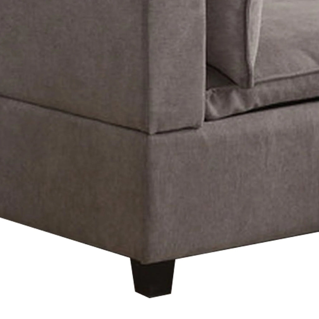 84 Inch Gray Fabric Sectional Arm Loveseat And Ottoman Set I8062