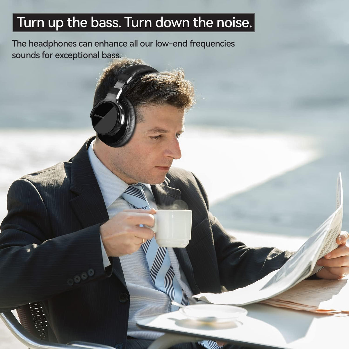 Active Noise Cancelling Wireless Bluetooth Over Ear Headphones with Microphone I55236
